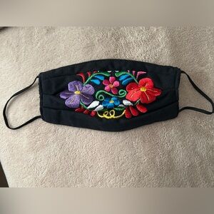 New! Floral Embroidered Black Face Mask